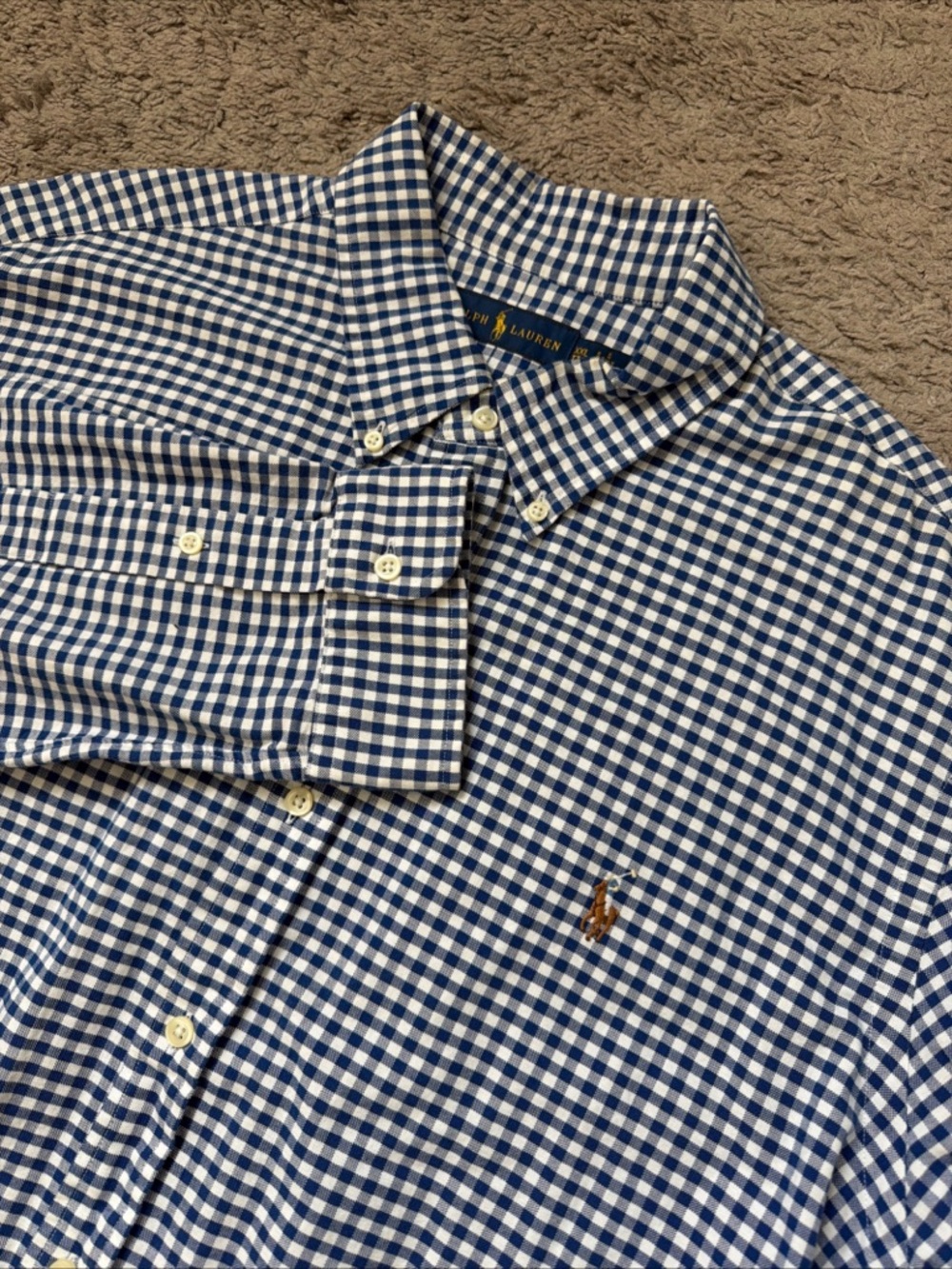 Polo by Ralph Lauren Blue and White Gingham Button-Down Shirt
